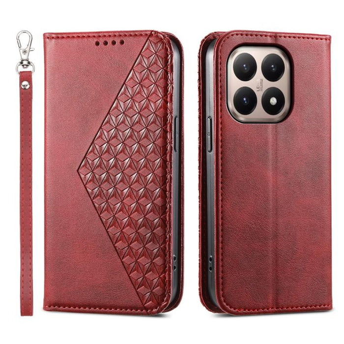 Funda de cuero magnética para teléfono con textura de becerro y cuadrícula cúbica, For Xiaomi 17 Max 5G, For Xiaomi 17T Pro 5G, For Xiaomi 17T 5G, For Xiaomi 17 Pro Max, For Xiaomi 17 Pro, For Xiaomi 17, For Xiaomi 15T Pro 5G, For Xiaomi 15T 5G        ...