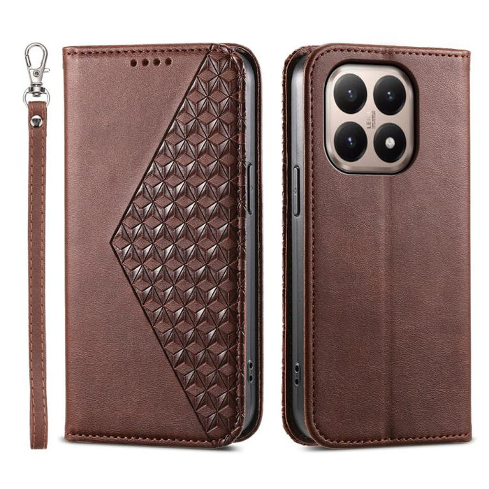 Funda de cuero magnética para teléfono con textura de becerro y cuadrícula cúbica, For Xiaomi 17 Max 5G, For Xiaomi 17T Pro 5G, For Xiaomi 17T 5G, For Xiaomi 17 Pro Max, For Xiaomi 17 Pro, For Xiaomi 17, For Xiaomi 15T Pro 5G, For Xiaomi 15T 5G        ...