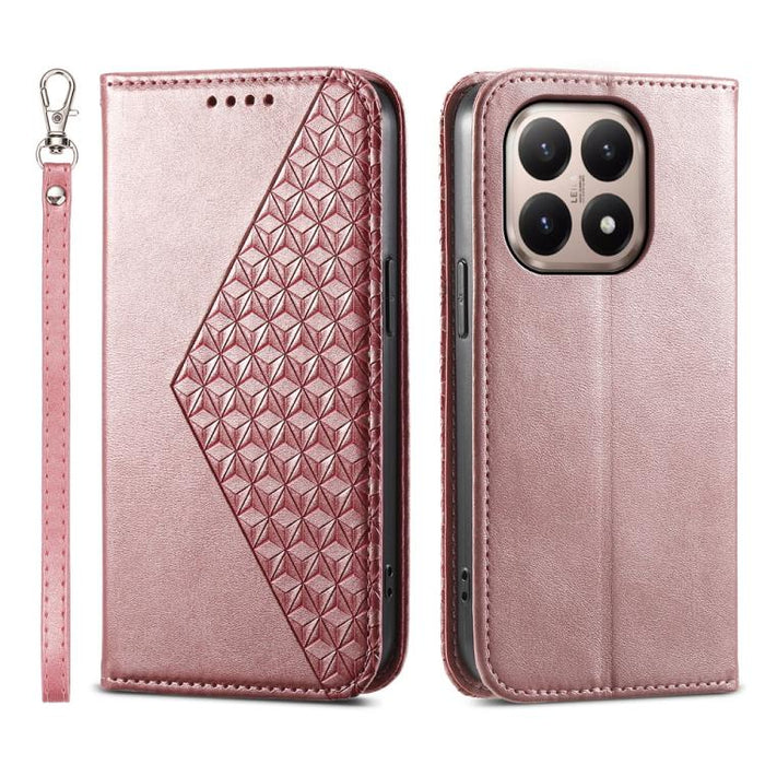 Funda de cuero magnética para teléfono con textura de becerro y cuadrícula cúbica, For Xiaomi 17 Max 5G, For Xiaomi 17T Pro 5G, For Xiaomi 17T 5G, For Xiaomi 17 Pro Max, For Xiaomi 17 Pro, For Xiaomi 17, For Xiaomi 15T Pro 5G, For Xiaomi 15T 5G        ...