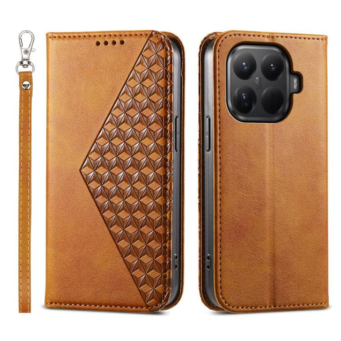 Funda de cuero magnética para teléfono con textura de becerro y cuadrícula cúbica, For Xiaomi 17 Max 5G, For Xiaomi 17T Pro 5G, For Xiaomi 17T 5G, For Xiaomi 17 Pro Max, For Xiaomi 17 Pro, For Xiaomi 17, For Xiaomi 15T Pro 5G, For Xiaomi 15T 5G        ...