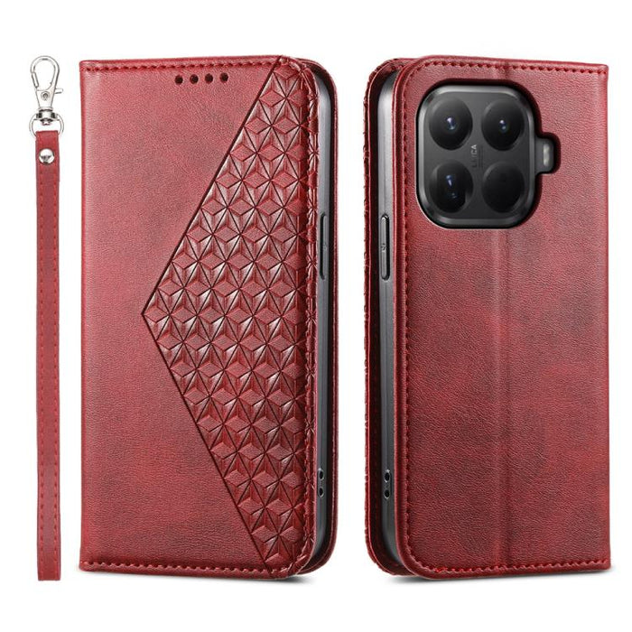 Funda de cuero magnética para teléfono con textura de becerro y cuadrícula cúbica, For Xiaomi 17 Max 5G, For Xiaomi 17T Pro 5G, For Xiaomi 17T 5G, For Xiaomi 17 Pro Max, For Xiaomi 17 Pro, For Xiaomi 17, For Xiaomi 15T Pro 5G, For Xiaomi 15T 5G        ...