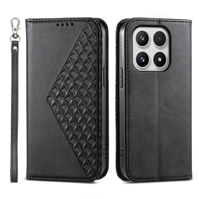 Funda de cuero magnética para teléfono con textura de becerro y cuadrícula cúbica, For Xiaomi 17 Max 5G, For Xiaomi 17T Pro 5G, For Xiaomi 17T 5G, For Xiaomi 17 Pro Max, For Xiaomi 17 Pro, For Xiaomi 17, For Xiaomi 15T Pro 5G, For Xiaomi 15T 5G        ...