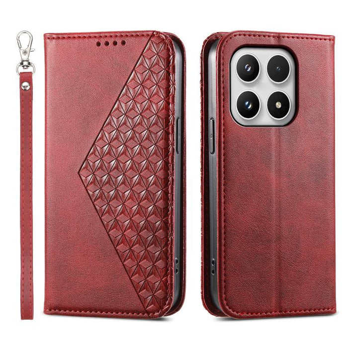 Funda de cuero magnética para teléfono con textura de becerro y cuadrícula cúbica, For Xiaomi 17 Max 5G, For Xiaomi 17T Pro 5G, For Xiaomi 17T 5G, For Xiaomi 17 Pro Max, For Xiaomi 17 Pro, For Xiaomi 17, For Xiaomi 15T Pro 5G, For Xiaomi 15T 5G        ...