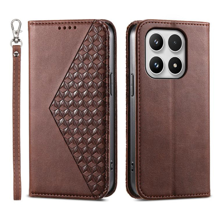 Funda de cuero magnética para teléfono con textura de becerro y cuadrícula cúbica, For Xiaomi 17 Max 5G, For Xiaomi 17T Pro 5G, For Xiaomi 17T 5G, For Xiaomi 17 Pro Max, For Xiaomi 17 Pro, For Xiaomi 17, For Xiaomi 15T Pro 5G, For Xiaomi 15T 5G        ...