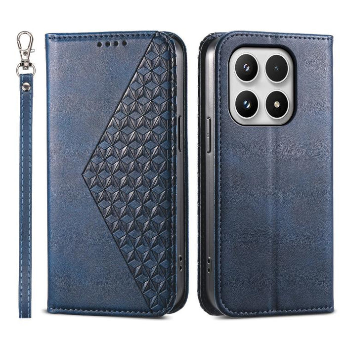 Funda de cuero magnética para teléfono con textura de becerro y cuadrícula cúbica, For Xiaomi 17 Max 5G, For Xiaomi 17T Pro 5G, For Xiaomi 17T 5G, For Xiaomi 17 Pro Max, For Xiaomi 17 Pro, For Xiaomi 17, For Xiaomi 15T Pro 5G, For Xiaomi 15T 5G        ...