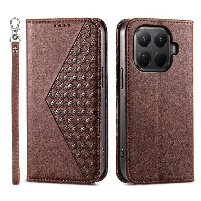 Funda de cuero magnética para teléfono con textura de becerro y cuadrícula cúbica, For Xiaomi 17 Max 5G, For Xiaomi 17T Pro 5G, For Xiaomi 17T 5G, For Xiaomi 17 Pro Max, For Xiaomi 17 Pro, For Xiaomi 17, For Xiaomi 15T Pro 5G, For Xiaomi 15T 5G        ...