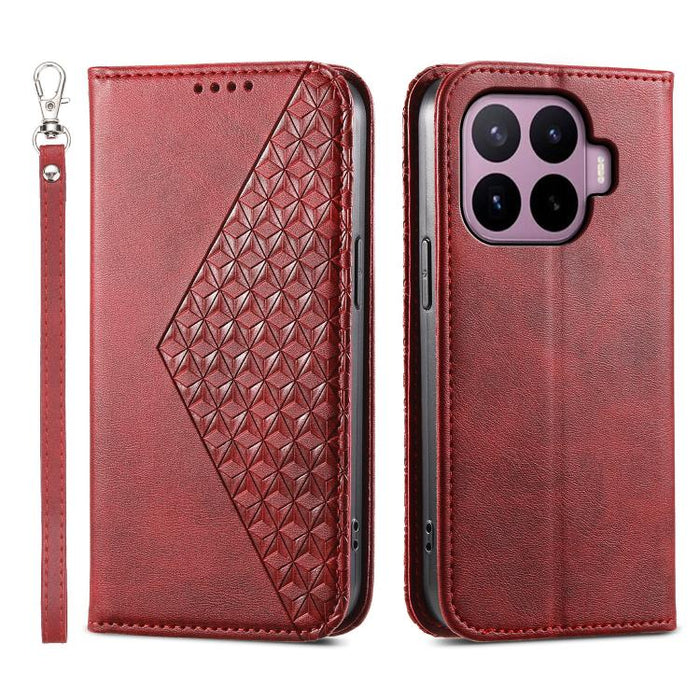 Funda de cuero magnética para teléfono con textura de becerro y cuadrícula cúbica, For Xiaomi 17 Max 5G, For Xiaomi 17T Pro 5G, For Xiaomi 17T 5G, For Xiaomi 17 Pro Max, For Xiaomi 17 Pro, For Xiaomi 17, For Xiaomi 15T Pro 5G, For Xiaomi 15T 5G        ...