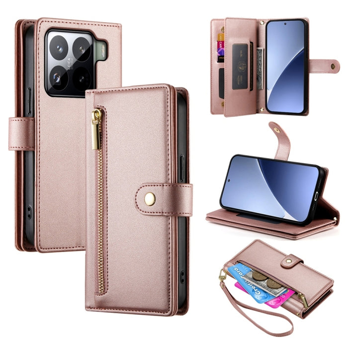 Cartera con cremallera y nueve ranuras para tarjetas, funda de cuero para teléfono, For Xiaomi 17 Max 5G, For Xiaomi 17T Pro 5G, For Xiaomi 17T 5G, For Xiaomi 17 Pro Max, For Xiaomi 17 Pro, For Xiaomi 17, For Xiaomi Poco M7 4G 169mm, For Xiaomi 15T Pro...