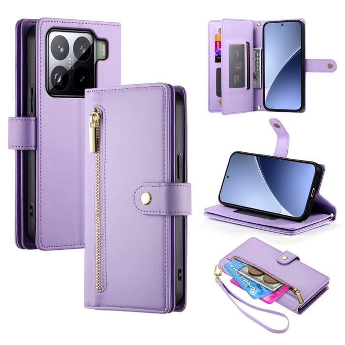 Cartera con cremallera y nueve ranuras para tarjetas, funda de cuero para teléfono, For Xiaomi 17 Max 5G, For Xiaomi 17T Pro 5G, For Xiaomi 17T 5G, For Xiaomi 17 Pro Max, For Xiaomi 17 Pro, For Xiaomi 17, For Xiaomi Poco M7 4G 169mm, For Xiaomi 15T Pro...