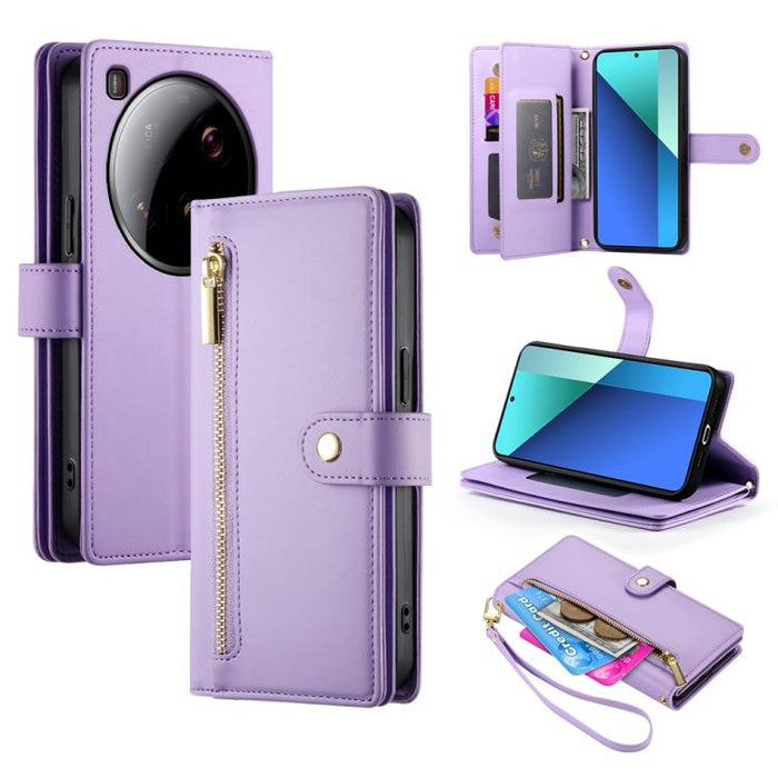 Cartera con cremallera y nueve ranuras para tarjetas, funda de cuero para teléfono, For Xiaomi 17 Max 5G, For Xiaomi 17T Pro 5G, For Xiaomi 17T 5G, For Xiaomi 17 Pro Max, For Xiaomi 17 Pro, For Xiaomi 17, For Xiaomi Poco M7 4G 169mm, For Xiaomi 15T Pro...