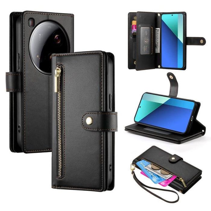 Cartera con cremallera y nueve ranuras para tarjetas, funda de cuero para teléfono, For Xiaomi 17 Max 5G, For Xiaomi 17T Pro 5G, For Xiaomi 17T 5G, For Xiaomi 17 Pro Max, For Xiaomi 17 Pro, For Xiaomi 17, For Xiaomi Poco M7 4G 169mm, For Xiaomi 15T Pro...
