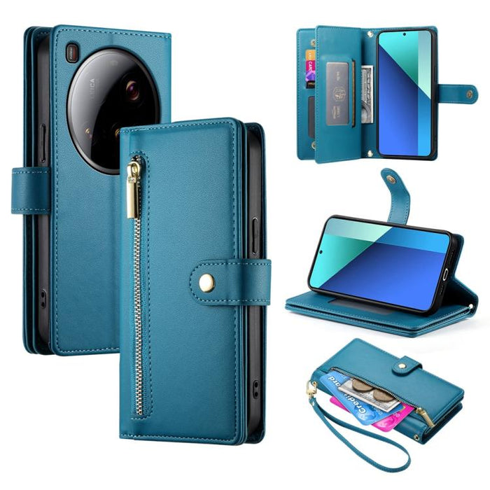 Cartera con cremallera y nueve ranuras para tarjetas, funda de cuero para teléfono, For Xiaomi 17 Max 5G, For Xiaomi 17T Pro 5G, For Xiaomi 17T 5G, For Xiaomi 17 Pro Max, For Xiaomi 17 Pro, For Xiaomi 17, For Xiaomi Poco M7 4G 169mm, For Xiaomi 15T Pro...