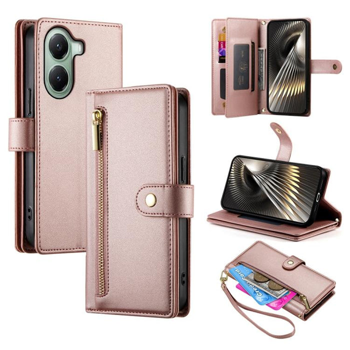 Cartera con cremallera y nueve ranuras para tarjetas, funda de cuero para teléfono, For Xiaomi 17 Max 5G, For Xiaomi 17T Pro 5G, For Xiaomi 17T 5G, For Xiaomi 17 Pro Max, For Xiaomi 17 Pro, For Xiaomi 17, For Xiaomi Poco M7 4G 169mm, For Xiaomi 15T Pro...