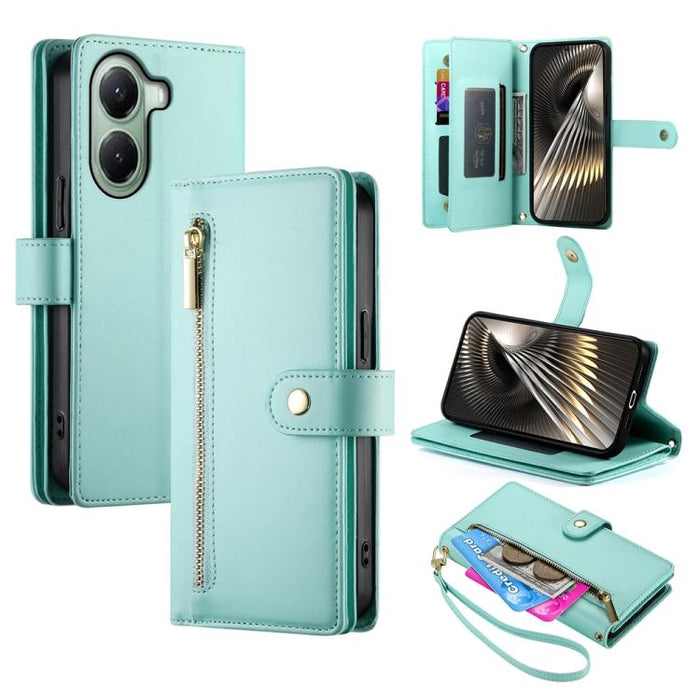 Cartera con cremallera y nueve ranuras para tarjetas, funda de cuero para teléfono, For Xiaomi 17 Max 5G, For Xiaomi 17T Pro 5G, For Xiaomi 17T 5G, For Xiaomi 17 Pro Max, For Xiaomi 17 Pro, For Xiaomi 17, For Xiaomi Poco M7 4G 169mm, For Xiaomi 15T Pro...