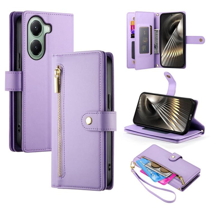 Cartera con cremallera y nueve ranuras para tarjetas, funda de cuero para teléfono, For Xiaomi 17 Max 5G, For Xiaomi 17T Pro 5G, For Xiaomi 17T 5G, For Xiaomi 17 Pro Max, For Xiaomi 17 Pro, For Xiaomi 17, For Xiaomi Poco M7 4G 169mm, For Xiaomi 15T Pro...