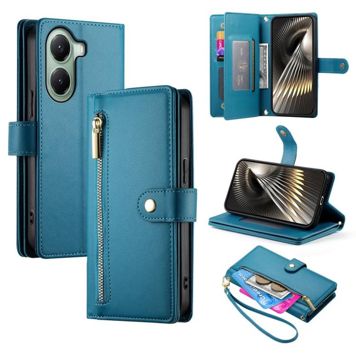 Cartera con cremallera y nueve ranuras para tarjetas, funda de cuero para teléfono, For Xiaomi 17 Max 5G, For Xiaomi 17T Pro 5G, For Xiaomi 17T 5G, For Xiaomi 17 Pro Max, For Xiaomi 17 Pro, For Xiaomi 17, For Xiaomi Poco M7 4G 169mm, For Xiaomi 15T Pro...