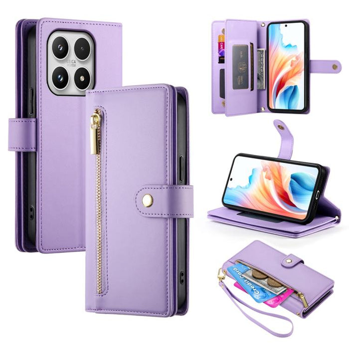 Cartera con cremallera y nueve ranuras para tarjetas, funda de cuero para teléfono, For Xiaomi 17 Max 5G, For Xiaomi 17T Pro 5G, For Xiaomi 17T 5G, For Xiaomi 17 Pro Max, For Xiaomi 17 Pro, For Xiaomi 17, For Xiaomi Poco M7 4G 169mm, For Xiaomi 15T Pro...