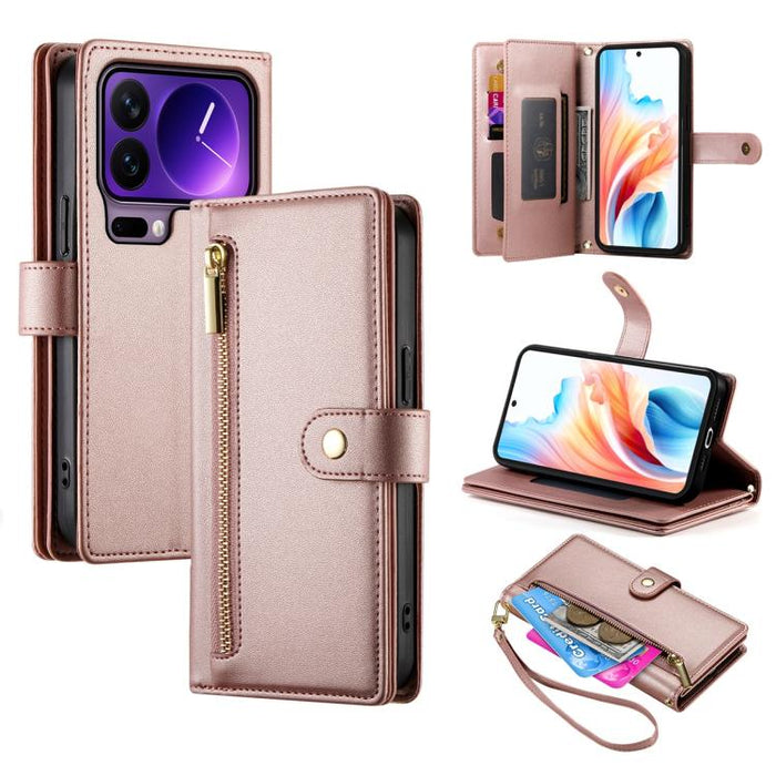 Cartera con cremallera y nueve ranuras para tarjetas, funda de cuero para teléfono, For Xiaomi 17 Max 5G, For Xiaomi 17T Pro 5G, For Xiaomi 17T 5G, For Xiaomi 17 Pro Max, For Xiaomi 17 Pro, For Xiaomi 17, For Xiaomi Poco M7 4G 169mm, For Xiaomi 15T Pro...