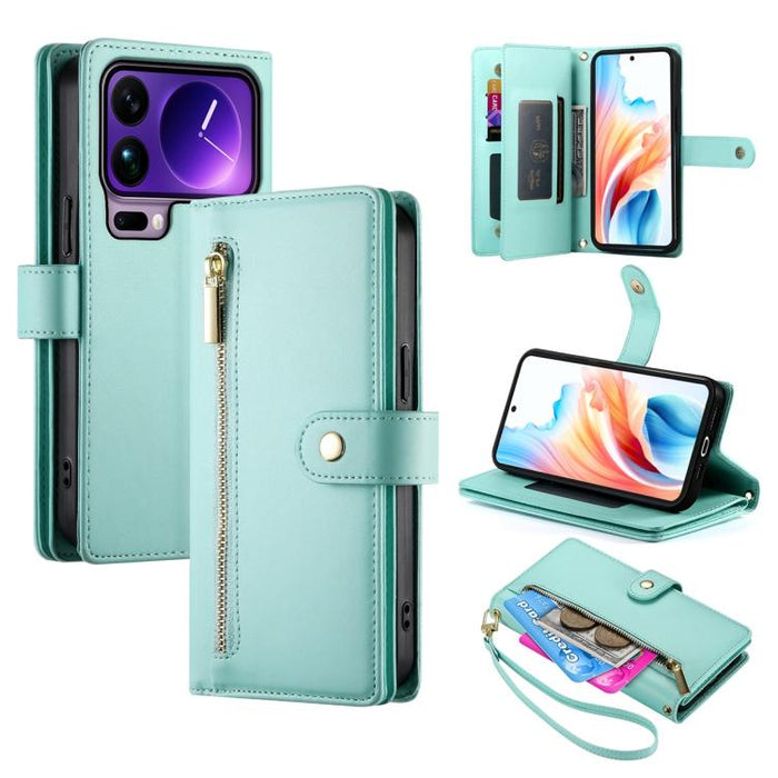 Cartera con cremallera y nueve ranuras para tarjetas, funda de cuero para teléfono, For Xiaomi 17 Max 5G, For Xiaomi 17T Pro 5G, For Xiaomi 17T 5G, For Xiaomi 17 Pro Max, For Xiaomi 17 Pro, For Xiaomi 17, For Xiaomi Poco M7 4G 169mm, For Xiaomi 15T Pro...