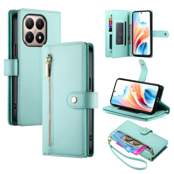 Cartera con cremallera y nueve ranuras para tarjetas, funda de cuero para teléfono, For Xiaomi 17 Max 5G, For Xiaomi 17T Pro 5G, For Xiaomi 17T 5G, For Xiaomi 17 Pro Max, For Xiaomi 17 Pro, For Xiaomi 17, For Xiaomi Poco M7 4G 169mm, For Xiaomi 15T Pro...