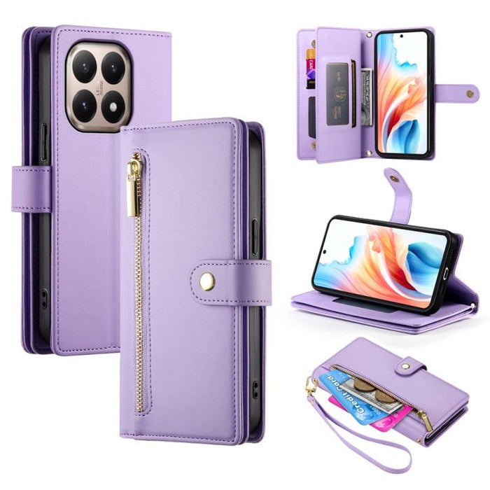 Cartera con cremallera y nueve ranuras para tarjetas, funda de cuero para teléfono, For Xiaomi 17 Max 5G, For Xiaomi 17T Pro 5G, For Xiaomi 17T 5G, For Xiaomi 17 Pro Max, For Xiaomi 17 Pro, For Xiaomi 17, For Xiaomi Poco M7 4G 169mm, For Xiaomi 15T Pro...