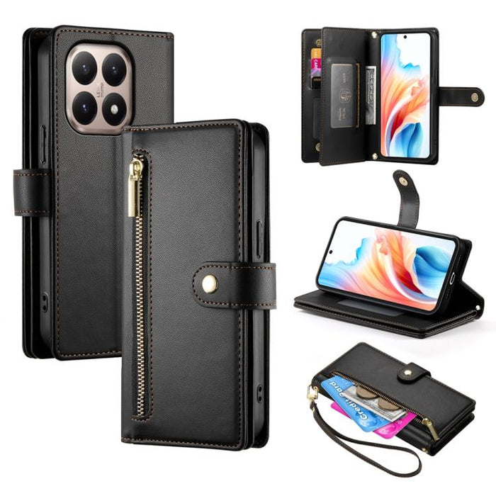 Cartera con cremallera y nueve ranuras para tarjetas, funda de cuero para teléfono, For Xiaomi 17 Max 5G, For Xiaomi 17T Pro 5G, For Xiaomi 17T 5G, For Xiaomi 17 Pro Max, For Xiaomi 17 Pro, For Xiaomi 17, For Xiaomi Poco M7 4G 169mm, For Xiaomi 15T Pro...