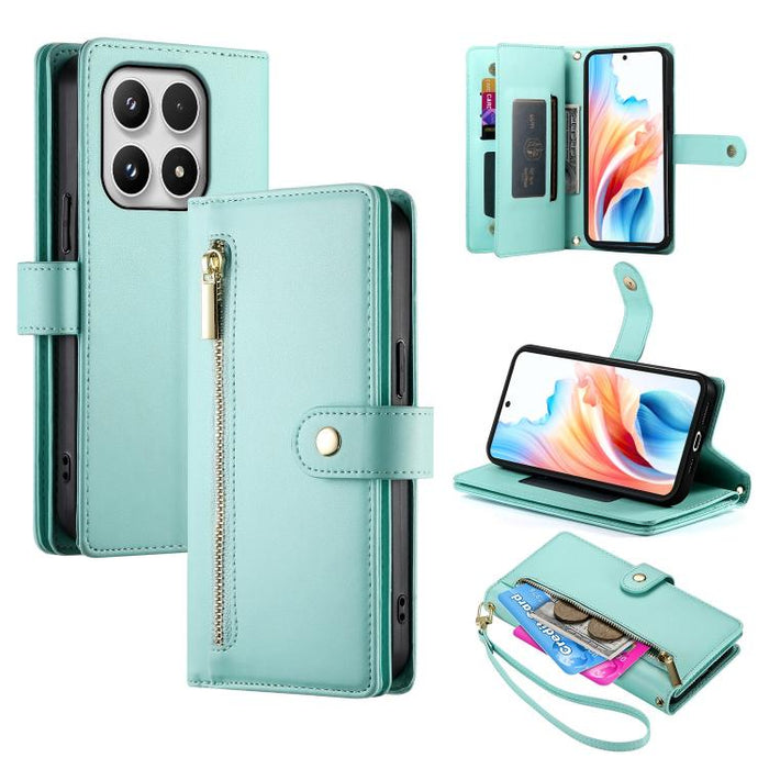 Cartera con cremallera y nueve ranuras para tarjetas, funda de cuero para teléfono, For Xiaomi 17 Max 5G, For Xiaomi 17T Pro 5G, For Xiaomi 17T 5G, For Xiaomi 17 Pro Max, For Xiaomi 17 Pro, For Xiaomi 17, For Xiaomi Poco M7 4G 169mm, For Xiaomi 15T Pro...