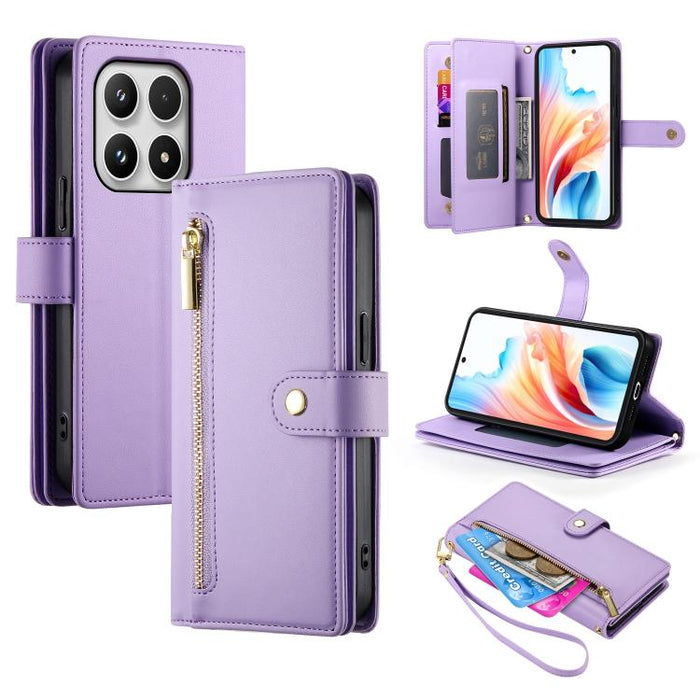 Cartera con cremallera y nueve ranuras para tarjetas, funda de cuero para teléfono, For Xiaomi 17 Max 5G, For Xiaomi 17T Pro 5G, For Xiaomi 17T 5G, For Xiaomi 17 Pro Max, For Xiaomi 17 Pro, For Xiaomi 17, For Xiaomi Poco M7 4G 169mm, For Xiaomi 15T Pro...