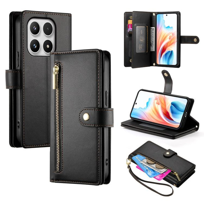 Cartera con cremallera y nueve ranuras para tarjetas, funda de cuero para teléfono, For Xiaomi 17 Max 5G, For Xiaomi 17T Pro 5G, For Xiaomi 17T 5G, For Xiaomi 17 Pro Max, For Xiaomi 17 Pro, For Xiaomi 17, For Xiaomi Poco M7 4G 169mm, For Xiaomi 15T Pro...