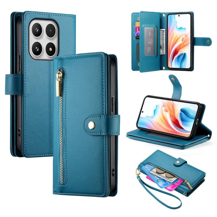 Cartera con cremallera y nueve ranuras para tarjetas, funda de cuero para teléfono, For Xiaomi 17 Max 5G, For Xiaomi 17T Pro 5G, For Xiaomi 17T 5G, For Xiaomi 17 Pro Max, For Xiaomi 17 Pro, For Xiaomi 17, For Xiaomi Poco M7 4G 169mm, For Xiaomi 15T Pro...