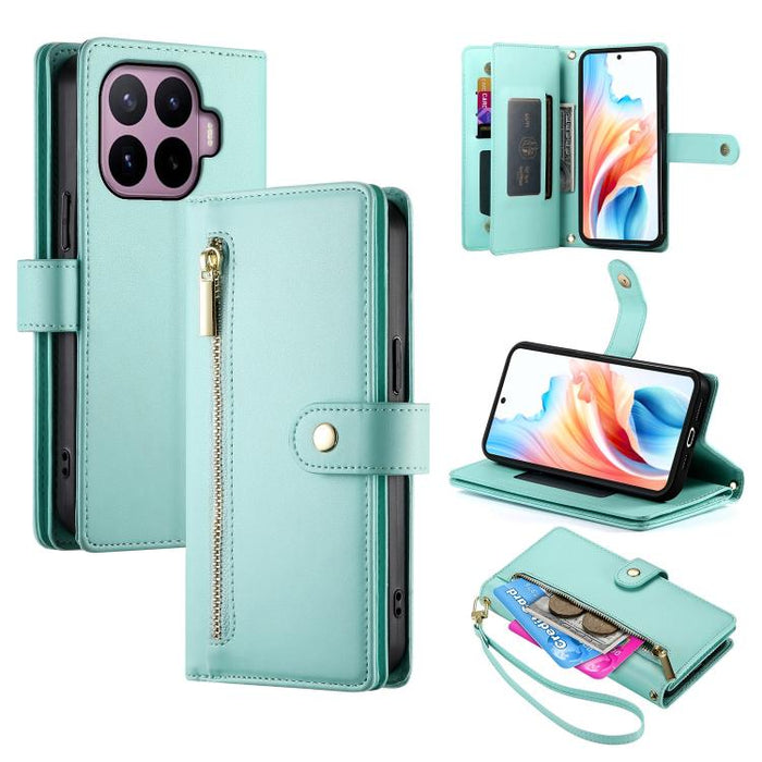 Cartera con cremallera y nueve ranuras para tarjetas, funda de cuero para teléfono, For Xiaomi 17 Max 5G, For Xiaomi 17T Pro 5G, For Xiaomi 17T 5G, For Xiaomi 17 Pro Max, For Xiaomi 17 Pro, For Xiaomi 17, For Xiaomi Poco M7 4G 169mm, For Xiaomi 15T Pro...