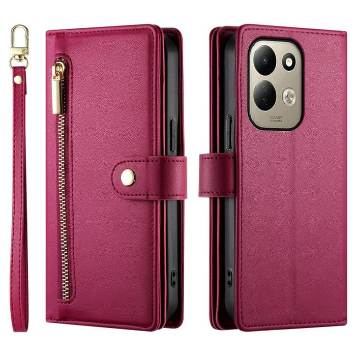 Cartera con cremallera y nueve ranuras para tarjetas, funda de cuero para teléfono, For Xiaomi 17 Max 5G, For Xiaomi 17T Pro 5G, For Xiaomi 17T 5G, For Xiaomi 17 Pro Max, For Xiaomi 17 Pro, For Xiaomi 17, For Xiaomi Poco M7 4G 169mm, For Xiaomi 15T Pro...