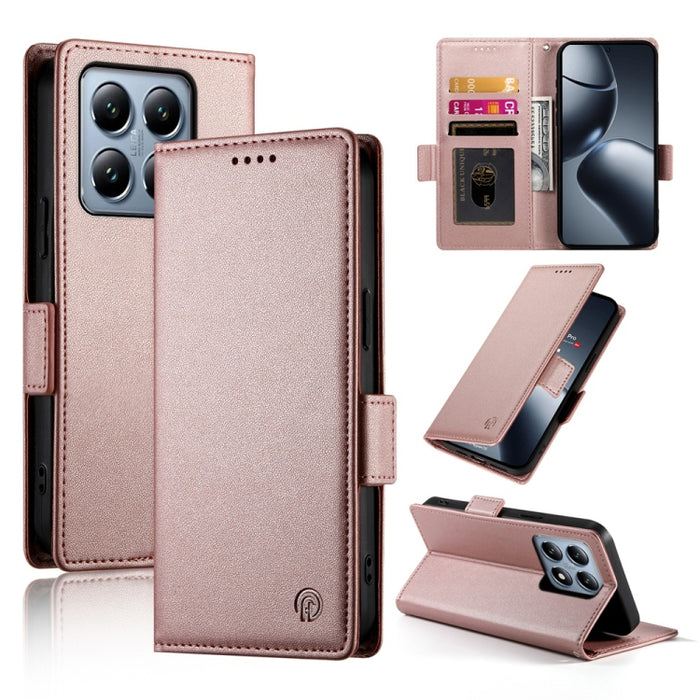 Funda para teléfono de cuero esmerilado con cierre magnético y hebilla lateral, For Xiaomi 15 Ultra, For Xiaomi Poco X7 Pro / Redmi Turbo 4, For Xiaomi 15 Pro, For Xiaomi 15, For Xiaomi 14T Pro, For Xiaomi 14T
