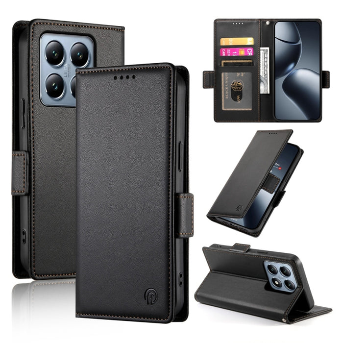 Funda para teléfono de cuero esmerilado con cierre magnético y hebilla lateral, For Xiaomi 15 Ultra, For Xiaomi Poco X7 Pro / Redmi Turbo 4, For Xiaomi 15 Pro, For Xiaomi 15, For Xiaomi 14T Pro, For Xiaomi 14T