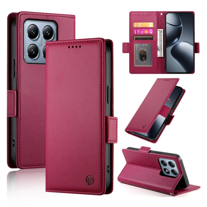 Funda para teléfono de cuero esmerilado con cierre magnético y hebilla lateral, For Xiaomi 15 Ultra, For Xiaomi Poco X7 Pro / Redmi Turbo 4, For Xiaomi 15 Pro, For Xiaomi 15, For Xiaomi 14T Pro, For Xiaomi 14T