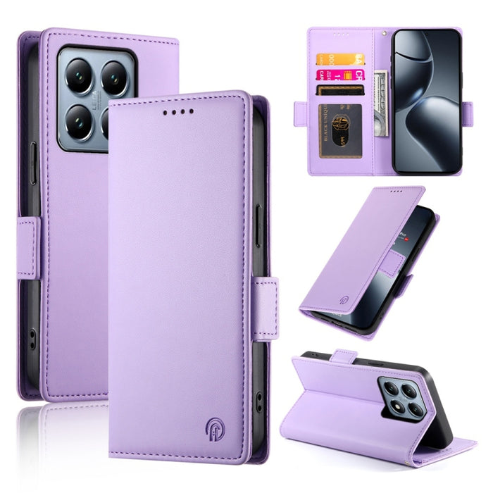 Funda para teléfono de cuero esmerilado con cierre magnético y hebilla lateral, For Xiaomi 15 Ultra, For Xiaomi Poco X7 Pro / Redmi Turbo 4, For Xiaomi 15 Pro, For Xiaomi 15, For Xiaomi 14T Pro, For Xiaomi 14T