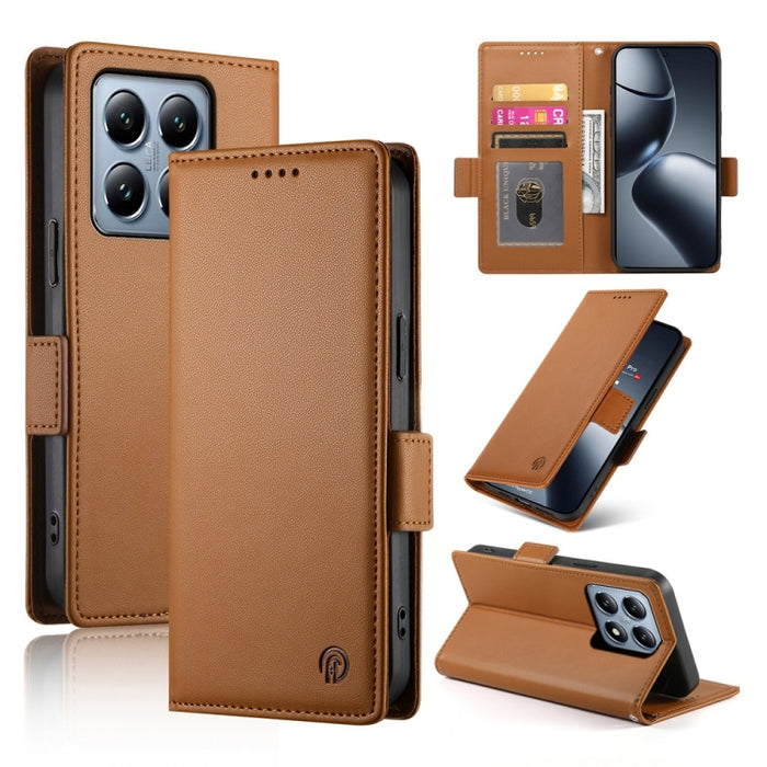 Funda para teléfono de cuero esmerilado con cierre magnético y hebilla lateral, For Xiaomi 15 Ultra, For Xiaomi Poco X7 Pro / Redmi Turbo 4, For Xiaomi 15 Pro, For Xiaomi 15, For Xiaomi 14T Pro, For Xiaomi 14T