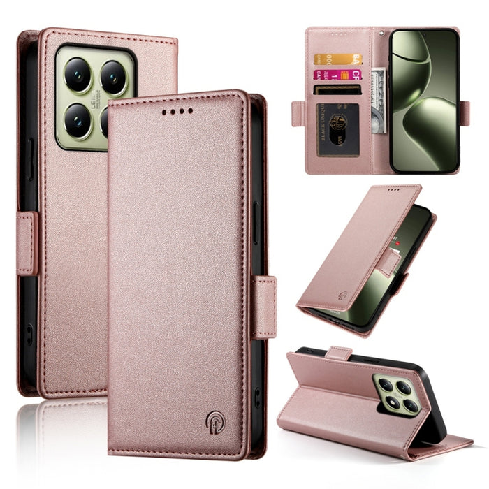 Funda para teléfono de cuero esmerilado con cierre magnético y hebilla lateral, For Xiaomi 15 Ultra, For Xiaomi Poco X7 Pro / Redmi Turbo 4, For Xiaomi 15 Pro, For Xiaomi 15, For Xiaomi 14T Pro, For Xiaomi 14T