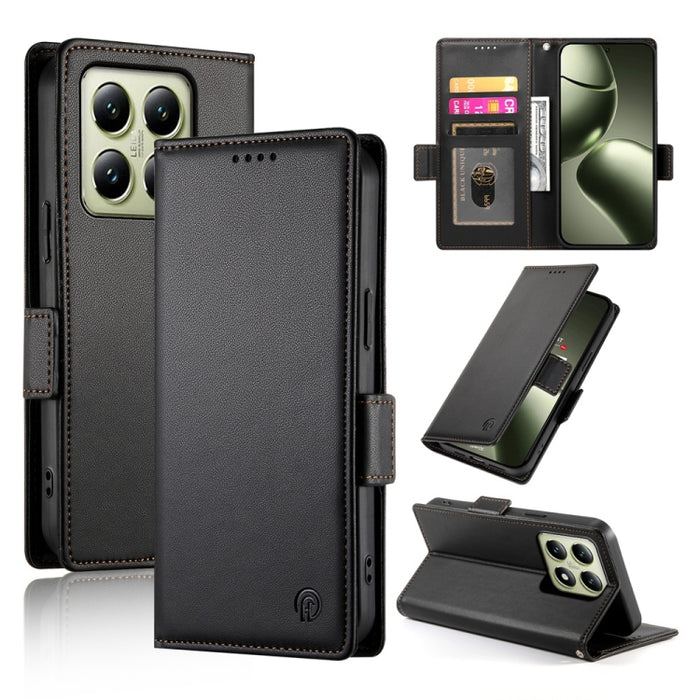 Funda para teléfono de cuero esmerilado con cierre magnético y hebilla lateral, For Xiaomi 15 Ultra, For Xiaomi Poco X7 Pro / Redmi Turbo 4, For Xiaomi 15 Pro, For Xiaomi 15, For Xiaomi 14T Pro, For Xiaomi 14T