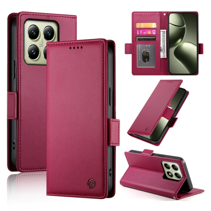 Funda para teléfono de cuero esmerilado con cierre magnético y hebilla lateral, For Xiaomi 15 Ultra, For Xiaomi Poco X7 Pro / Redmi Turbo 4, For Xiaomi 15 Pro, For Xiaomi 15, For Xiaomi 14T Pro, For Xiaomi 14T