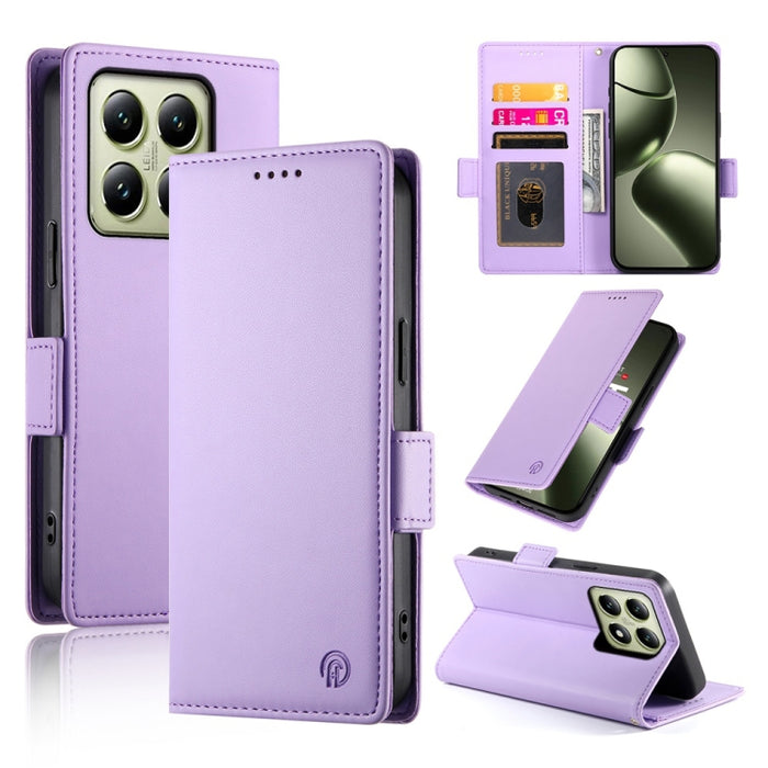 Funda para teléfono de cuero esmerilado con cierre magnético y hebilla lateral, For Xiaomi 15 Ultra, For Xiaomi Poco X7 Pro / Redmi Turbo 4, For Xiaomi 15 Pro, For Xiaomi 15, For Xiaomi 14T Pro, For Xiaomi 14T
