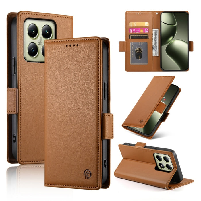 Funda para teléfono de cuero esmerilado con cierre magnético y hebilla lateral, For Xiaomi 15 Ultra, For Xiaomi Poco X7 Pro / Redmi Turbo 4, For Xiaomi 15 Pro, For Xiaomi 15, For Xiaomi 14T Pro, For Xiaomi 14T