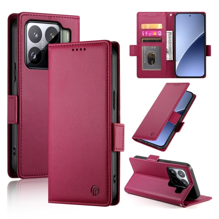 Funda para teléfono de cuero esmerilado con cierre magnético y hebilla lateral, For Xiaomi 15 Ultra, For Xiaomi Poco X7 Pro / Redmi Turbo 4, For Xiaomi 15 Pro, For Xiaomi 15, For Xiaomi 14T Pro, For Xiaomi 14T