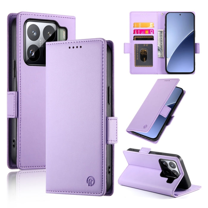 Funda para teléfono de cuero esmerilado con cierre magnético y hebilla lateral, For Xiaomi 15 Ultra, For Xiaomi Poco X7 Pro / Redmi Turbo 4, For Xiaomi 15 Pro, For Xiaomi 15, For Xiaomi 14T Pro, For Xiaomi 14T
