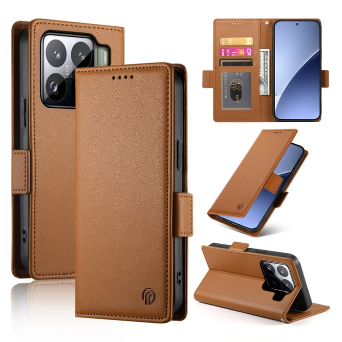 Funda para teléfono de cuero esmerilado con cierre magnético y hebilla lateral, For Xiaomi 15 Ultra, For Xiaomi Poco X7 Pro / Redmi Turbo 4, For Xiaomi 15 Pro, For Xiaomi 15, For Xiaomi 14T Pro, For Xiaomi 14T