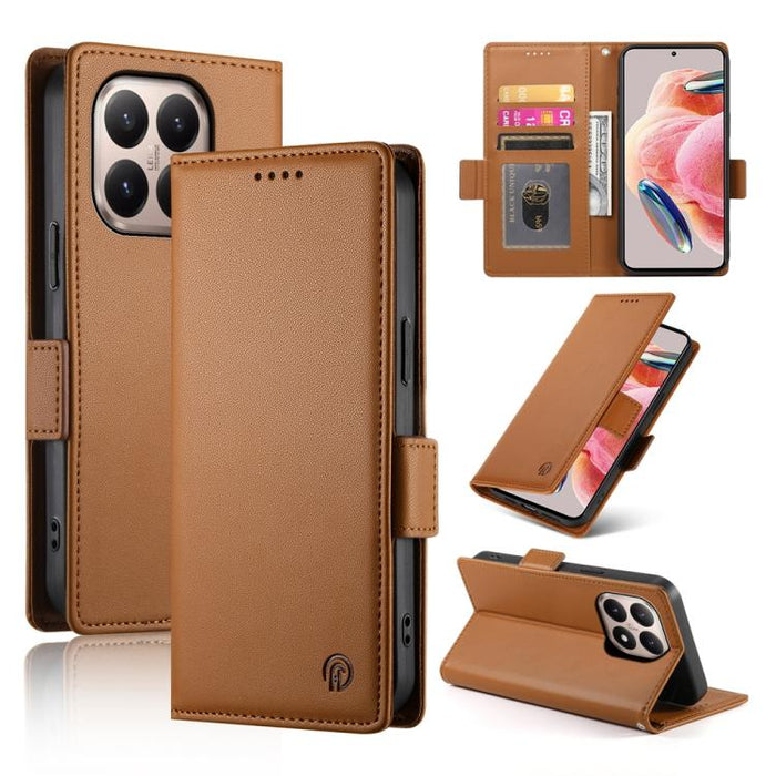 Funda para teléfono de cuero esmerilado con cierre magnético y hebilla lateral, For Xiaomi 15 Ultra, For Xiaomi Poco X7 Pro / Redmi Turbo 4, For Xiaomi 15 Pro, For Xiaomi 15, For Xiaomi 14T Pro, For Xiaomi 14T