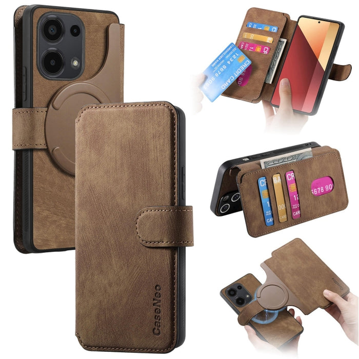 CaseNeo MagSafe RFID - Funda de cuero retro antirrobo para teléfono, For Redmi Note 13 Pro 4G, For Redmi 13C 4G / 13R, For Redmi Note 13 4G, For Redmi Note 13 Pro 5G, For Redmi Note 13 5G, For Redmi Note 13 Pro+ 5G, For Redmi Note 12 4G Global         ...