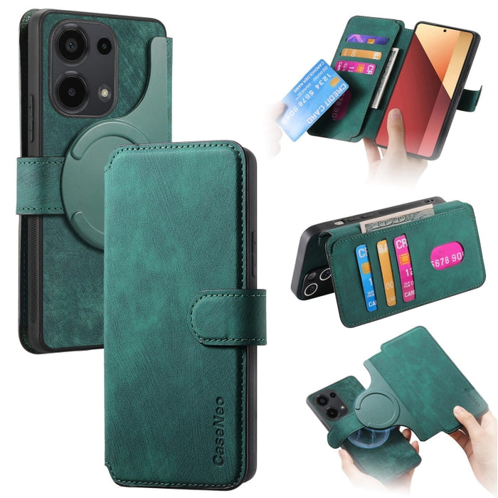 CaseNeo MagSafe RFID - Funda de cuero retro antirrobo para teléfono, For Redmi Note 13 Pro 4G, For Redmi 13C 4G / 13R, For Redmi Note 13 4G, For Redmi Note 13 Pro 5G, For Redmi Note 13 5G, For Redmi Note 13 Pro+ 5G, For Redmi Note 12 4G Global         ...