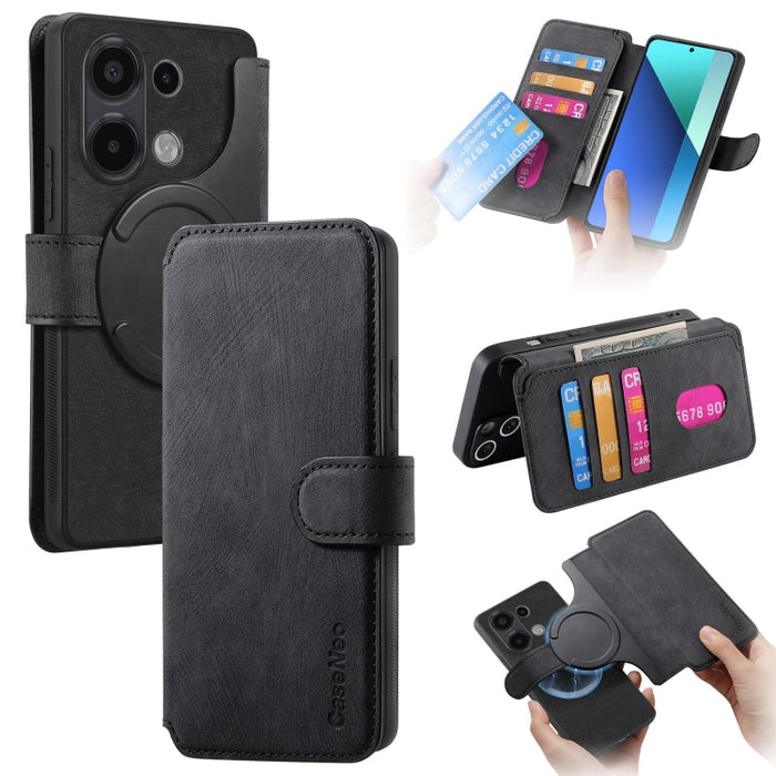 CaseNeo MagSafe RFID - Funda de cuero retro antirrobo para teléfono, For Redmi Note 13 Pro 4G, For Redmi 13C 4G / 13R, For Redmi Note 13 4G, For Redmi Note 13 Pro 5G, For Redmi Note 13 5G, For Redmi Note 13 Pro+ 5G, For Redmi Note 12 4G Global         ...
