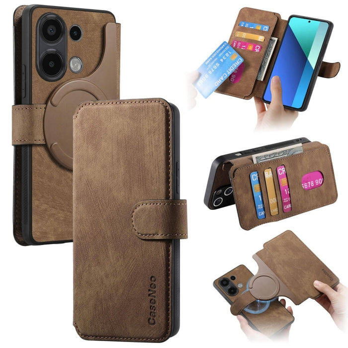 CaseNeo MagSafe RFID - Funda de cuero retro antirrobo para teléfono, For Redmi Note 13 Pro 4G, For Redmi 13C 4G / 13R, For Redmi Note 13 4G, For Redmi Note 13 Pro 5G, For Redmi Note 13 5G, For Redmi Note 13 Pro+ 5G, For Redmi Note 12 4G Global         ...